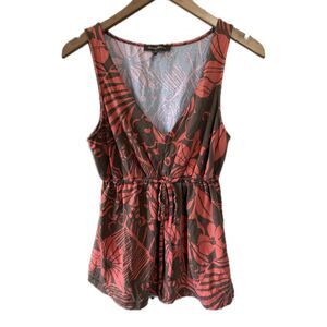 Tommy Bahama Hawaiian Tropical Supima Cotton Stretch Drawstring Empire Waist Top